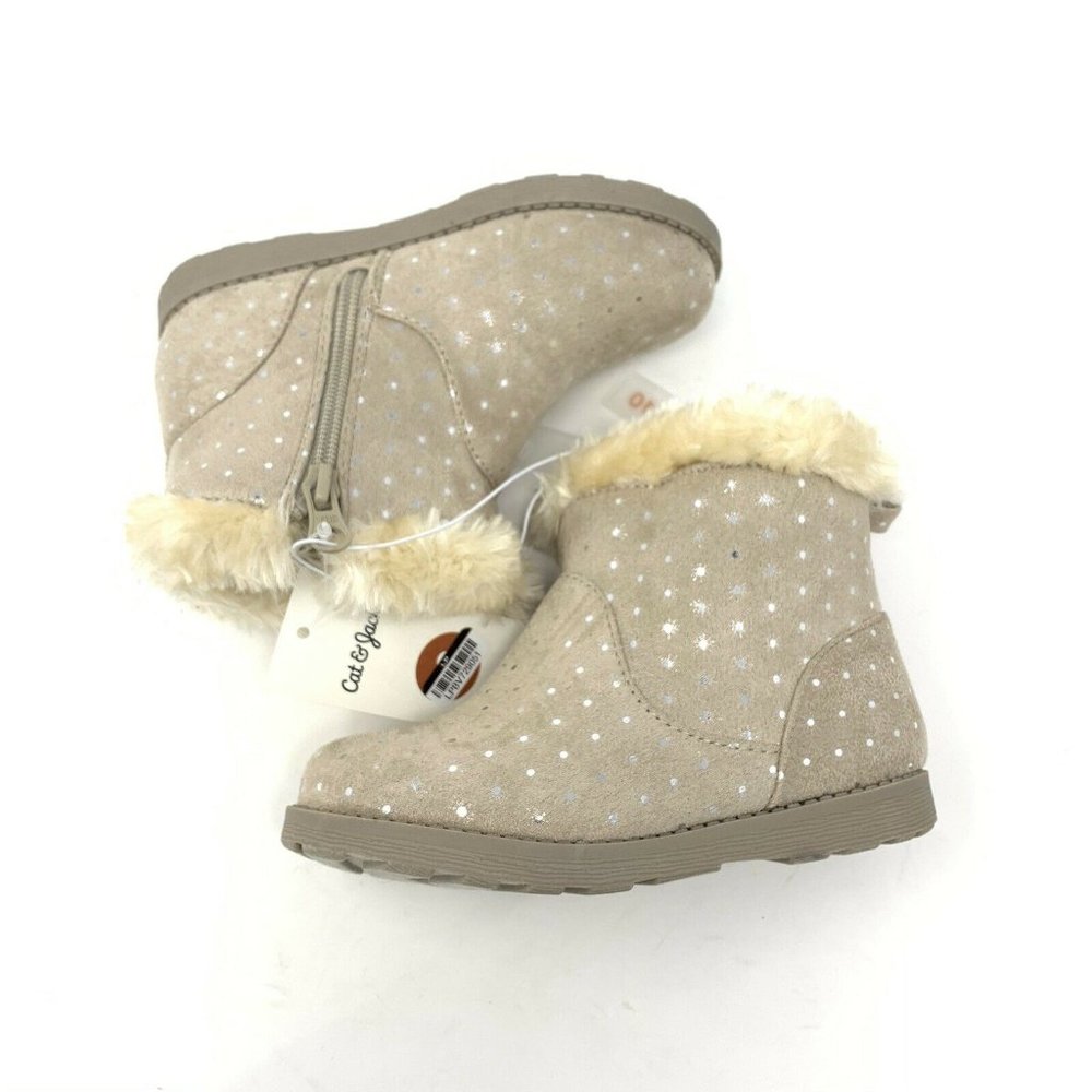 Cat & Jack Tan Oriole Shearling Boots - Picture 2 of 5